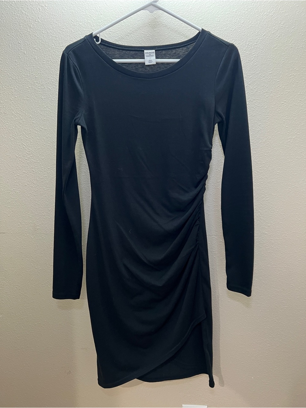 Melrose and Market Black Long-Sleeve Ruched Side Bodycon Dress